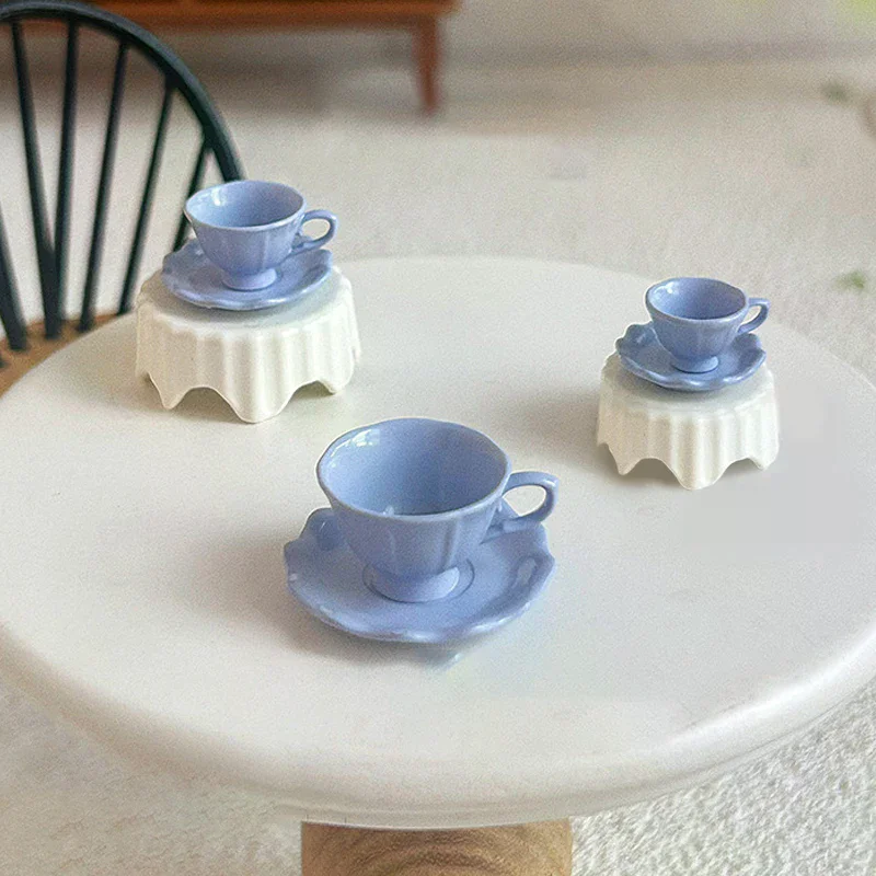1 Uds. Casa de muñecas en miniatura, taza de café Retro francesa, modelo de placa, muebles de cocina, accesorios para decoración de casa de muñecas, juguetes para juego de imitación