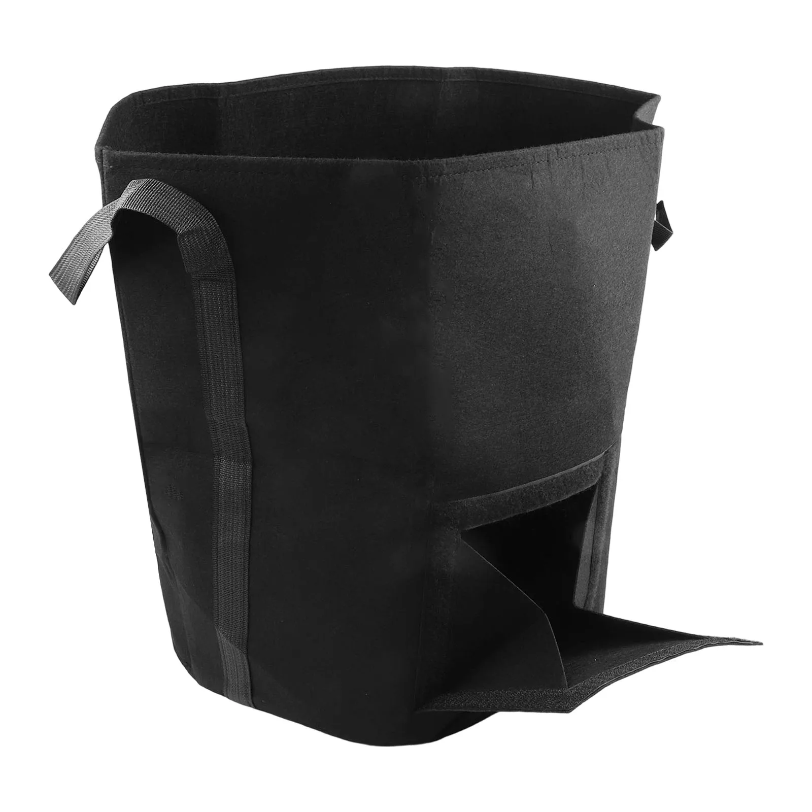 Black Non-Woven Plant Pots Sturdy Handle Grow Bag Harvest Window for root Development Support Small Space Gardening