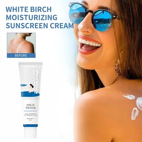 Imagen 2 del producto Protector solar de jugo de abedul coreano, protector solar de abedul, cojín de aire SPF50 + PA + crema solar cremosa, hidratante, fuerte cuidado de la piel UV