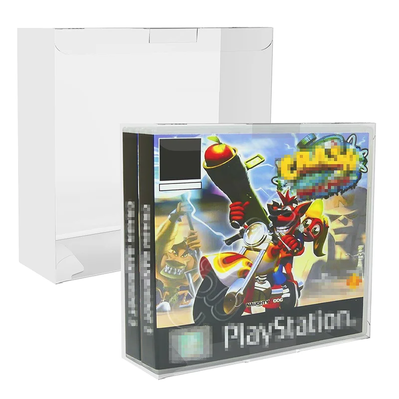 

Clear PET Plastic Storage Display Box Protectors for Double PLAYSTATION 1 PS1 CD Video Games