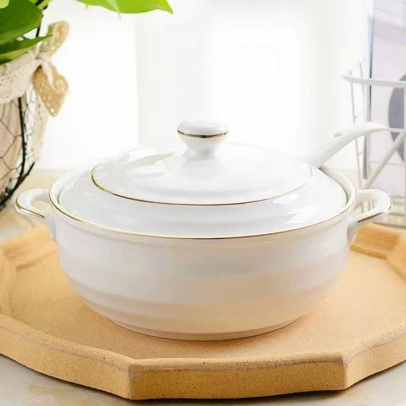 

Керамическая суповая кастрюля Nordic Phnom Penh, белая круглая, 1,4 л, большая миска с крышкой, кухонная утварь, бытовые кухонные принадлежности, посуда