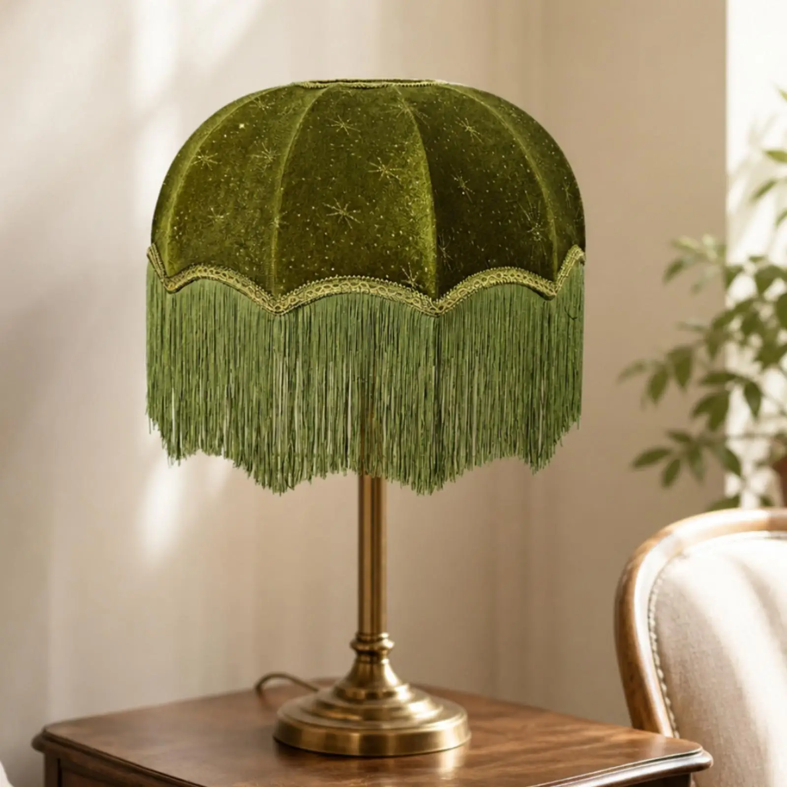 Tassels Lampshade Boho Velvet Lampshade Classic Lamp Shade for Bedroom