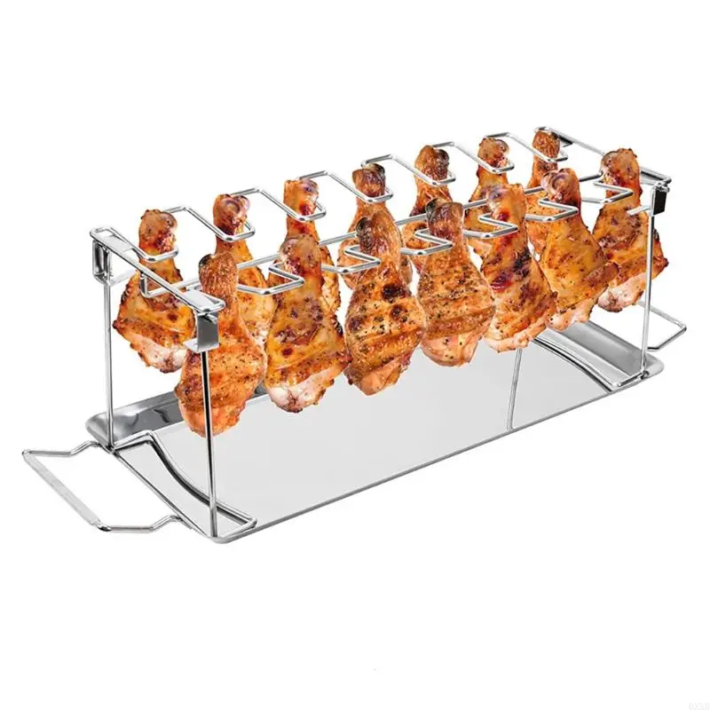 Chicken Leg and Wing Rack for Smoker Grill Easy to Use 14 Slots Chicken Leg Rack 0XXB