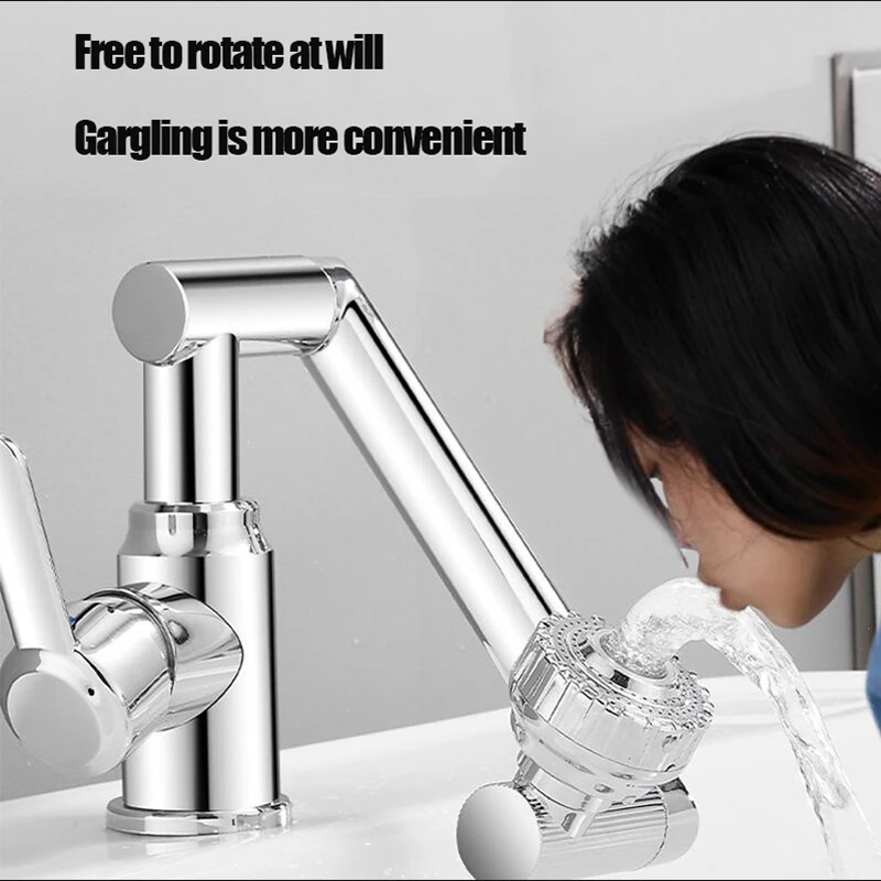 Classic Zhaocai Cat Multi-Functional High Quality Stainless Steel Universal Rotary Hot And Cold Water Table Basin Faucet