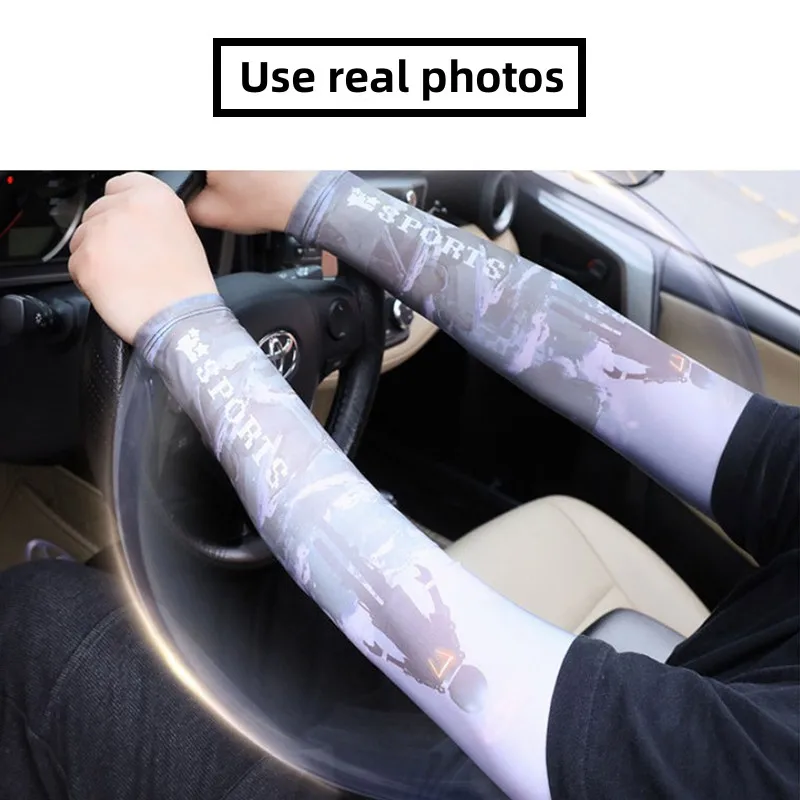 UV Solar Arm Sleeves Men Breathable Bandana Mask Cycling Gloves Hand Long Sleeves Summer Cool Muff Sun Protection Motorcyclist