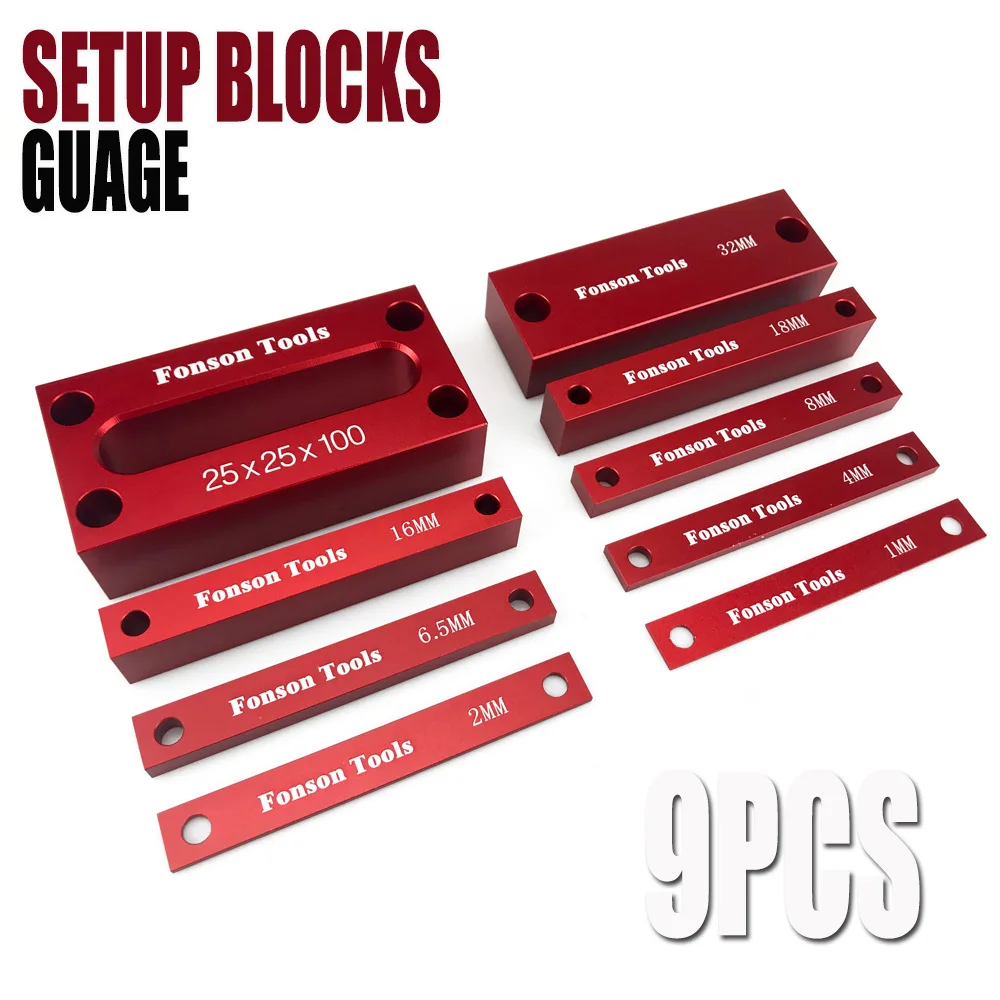 

9Pcs Aluminum Alloy Gauge Block Set Height Gauge Block High Precision Setup Bars Portable Testing Gauge Block Measuring Tools