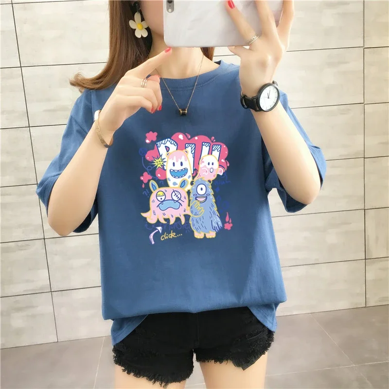 

Cotton short-sleeved t-shirt female blouse 2024 summer new Korean version of the loose inner white bottoming t shirt shirt tide