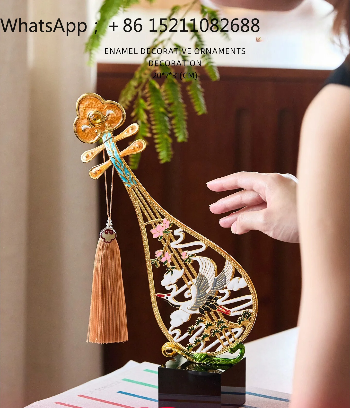 LLY enamel color pipa ornament, living room TV background wine cabinet decoration, opening, housewarming, new home gifts
