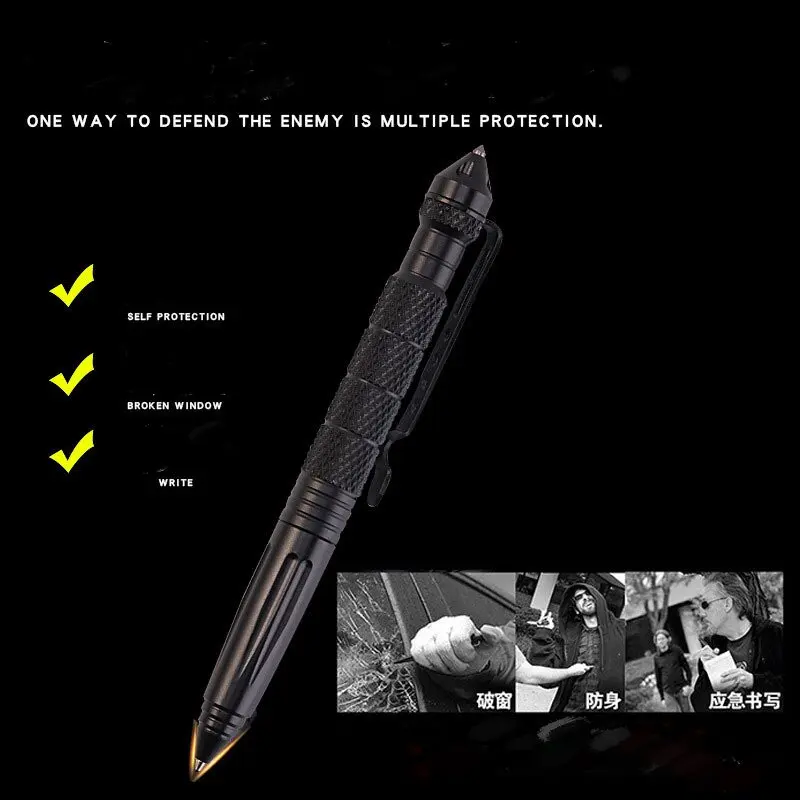 Outdoor Camping Multifunctional Tactical Pen Window Breaking Pen Tungsten Steel Self-defense Pen