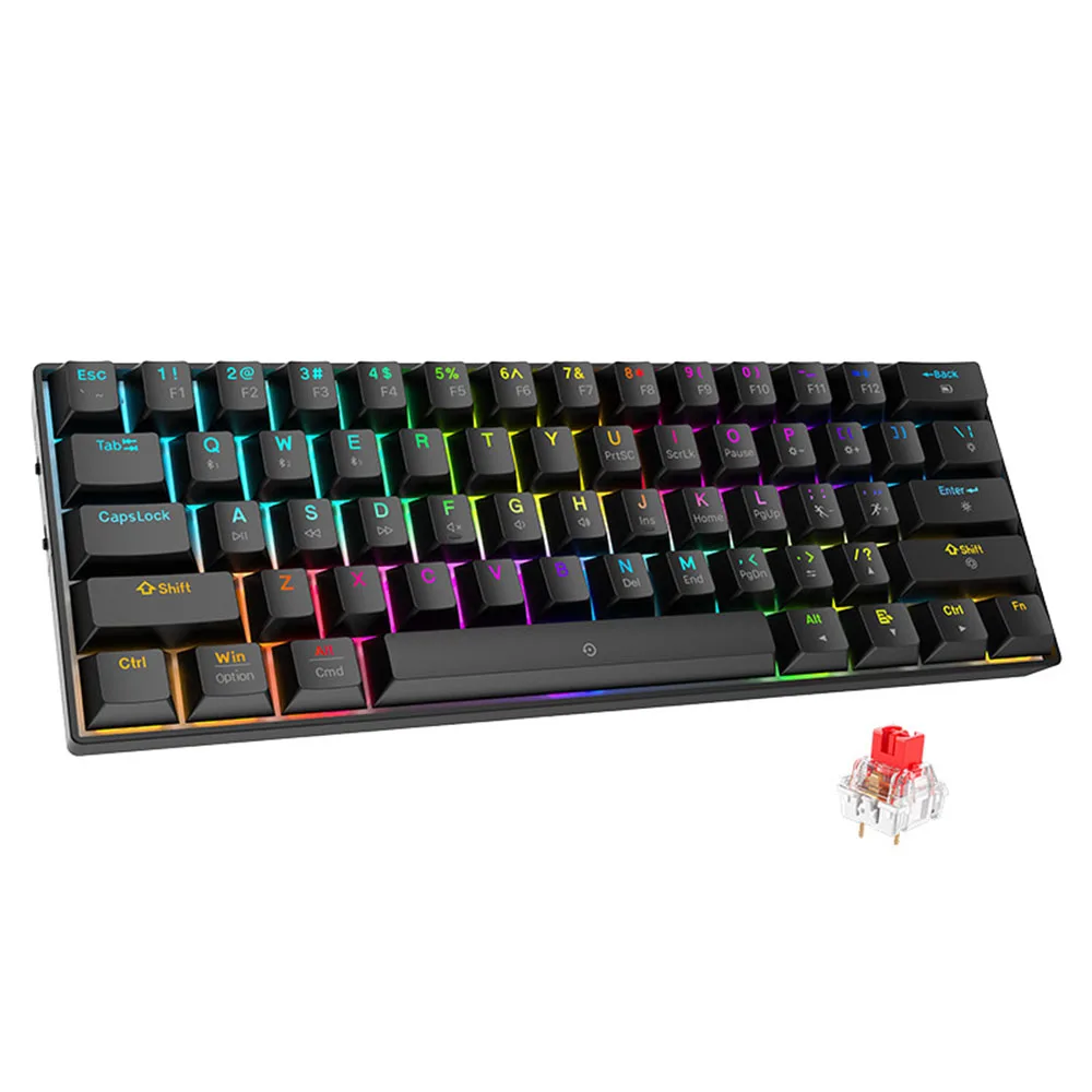 

61-Key Bluetooth Mechanical Feel Keyboard RGB Backlit, 60% Ultra-Compact Waterproof Gaming & Office Keyboard for PC Laptop