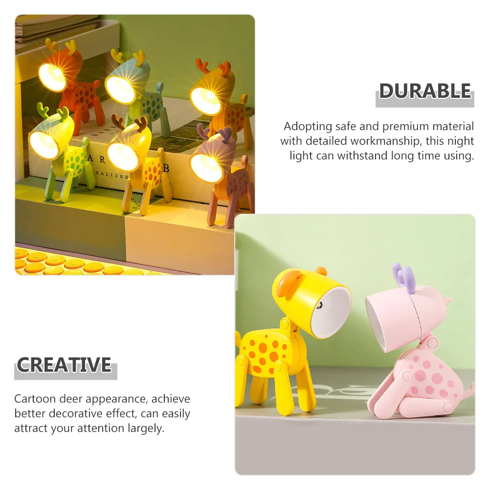 جميل الغزلان ليلة مصباح LED غرفة نوم ديكور ضوء لينة عيون دافئة ودية هدية الكريسماس الغزلان ضوء مصباح الليل لغرفة النوم #3