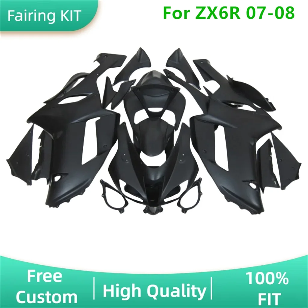 

Matte Black Motorcycle Fairing Kit New ABS Plastic Body Injection Bodywork Bodykits for KAWASAKI ZX6R 636 07 08 2007 2008 ZX-6R