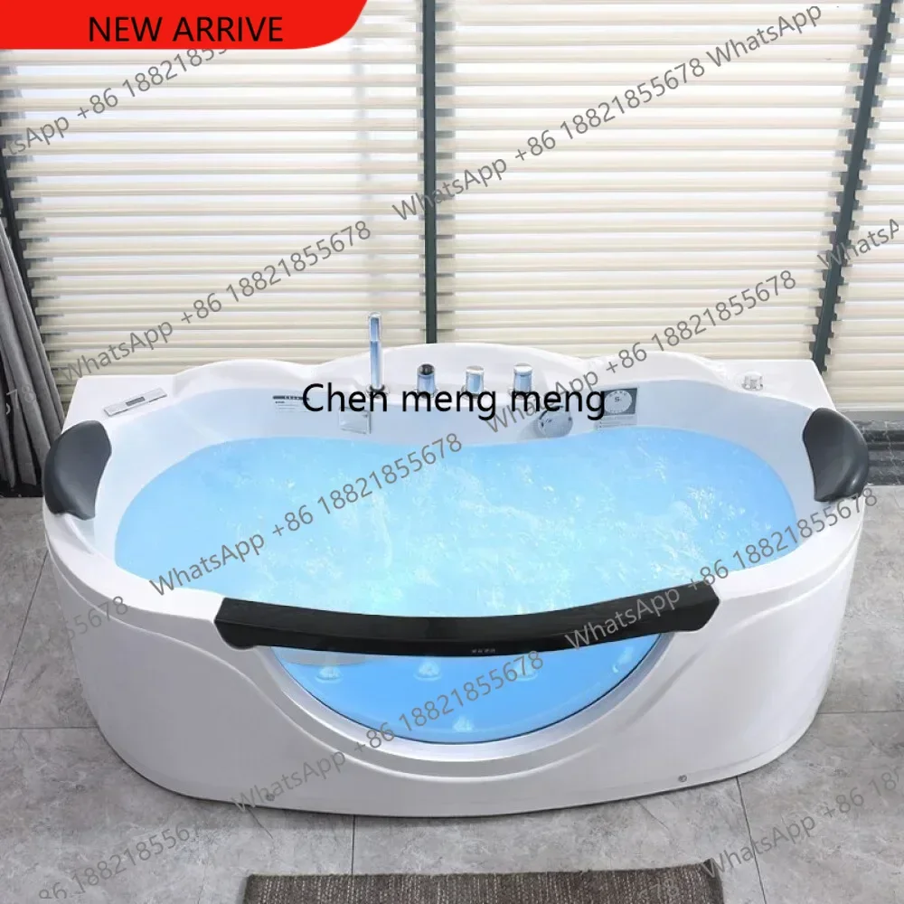 

Indoor single person home bathroom 1.7m bathtub price massage portable glass whirlpool bath tub bathtub with 2 pillows