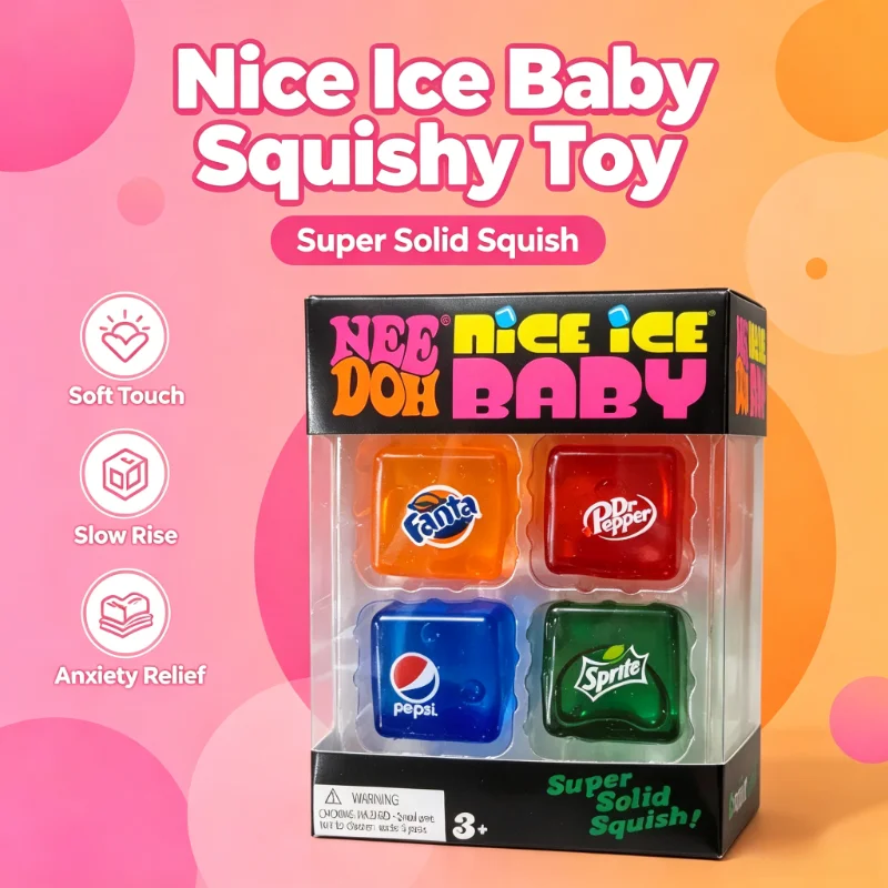 4 Nice Ice Baby Ice Cube Pinch Decompression Toys Super Realistic Pinch Ball Decompression Anti-anxiety Hand Sensory Toys