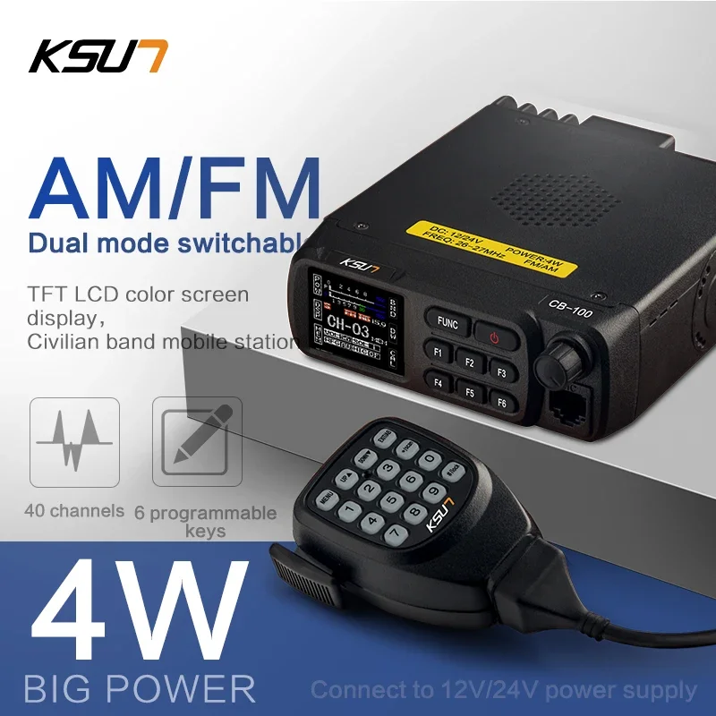 27MHz CB-100 Base Station CB Car Radio for Truck Car KSUN TFSI Shortwave Walkie Talkie Radio Receiver HF Transceiver AM FM SSB