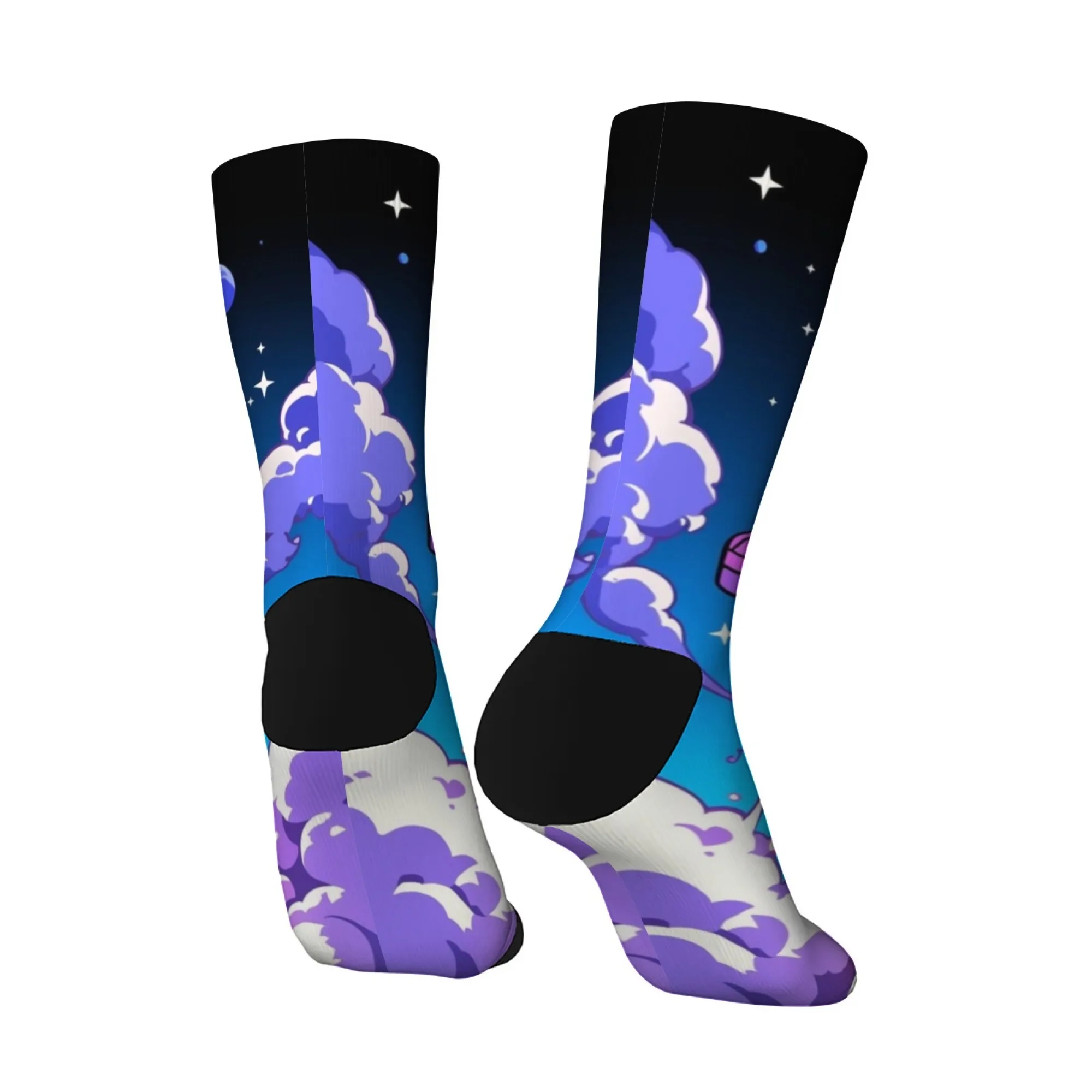 ノベルティ原宿漫画宇宙ロケットプリントカジュアルソックス快適な通気性のある滑り止めメンズソックスストリートファンレトロクルーソックス