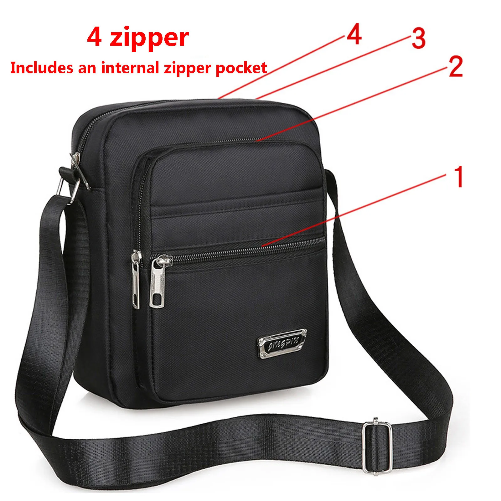 Four Layer Zipper Waterproof Single Shoulder Messenger Bag Business Bag Wallet