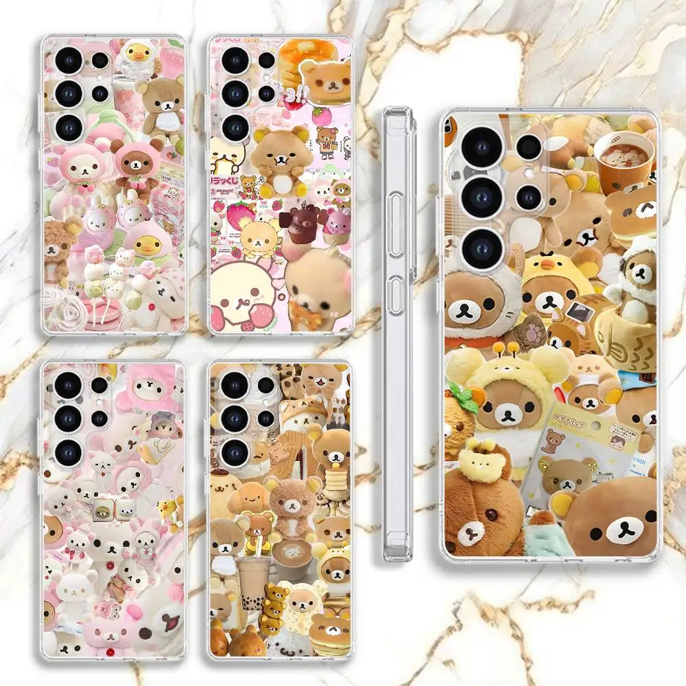 

K-Korilakkuma R-Rilakkuma Phone Case For Samsung S30,23,21,22,20, FE lite,S10,9,8,7 PIus Note20ultra Soft Transparent
