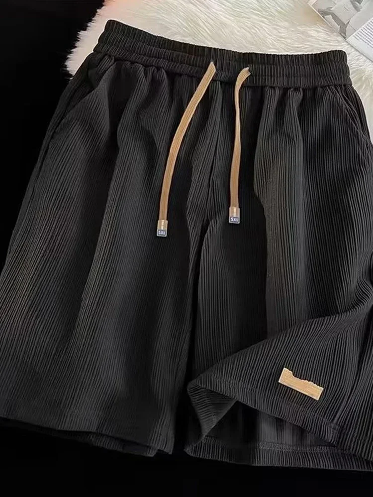Summer Y2K Streetwear Baggy Shorts For Men Casual Gym Drawstring Short Pants Threaded Solid Basketball Sport Bermuda Masculina