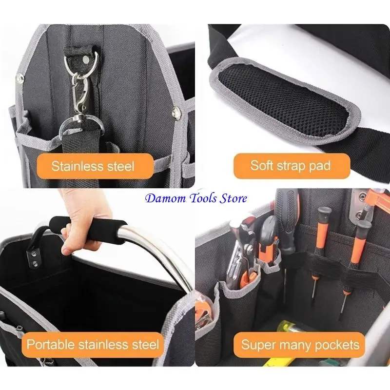 57BE 16inch Tool Bag Heavy Duty Tool Bag with Adjustable Shoulder Strap Wide Mouth