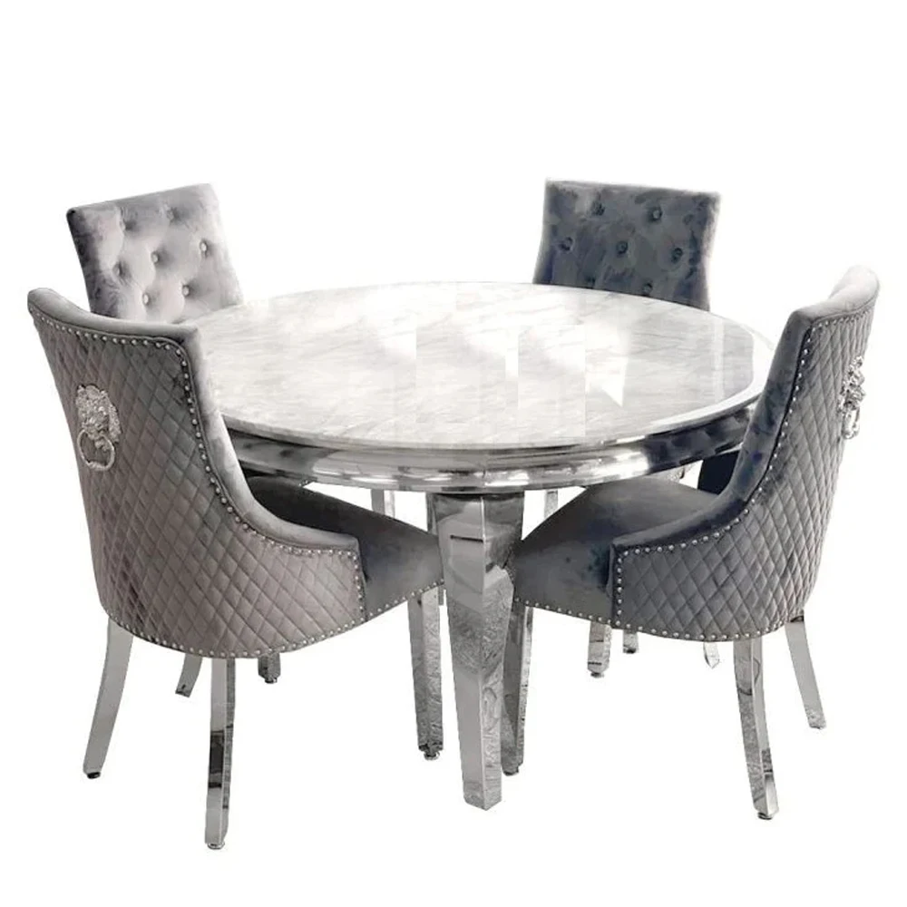 Simple Modern Luxury Furniture Dining Room Table and Chairs  Round Dining Table Set 4 Chairs Table and Chairs view 5