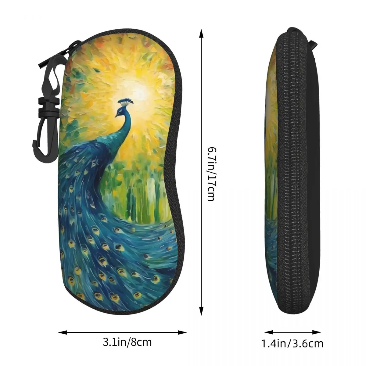 Fantasy Peacock Glasses Case Pretty Animal Sunglasses Pouch Travel Soft Eyewear Box Key Chain Male Female Eyeglass Protector