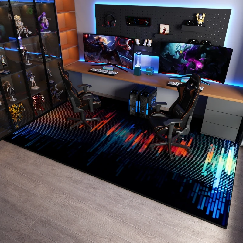VIKAMA computer chair floor mat, gaming chair carpet, soundproof bedroom floor mat, Cyberpunk gaming room game console door mat