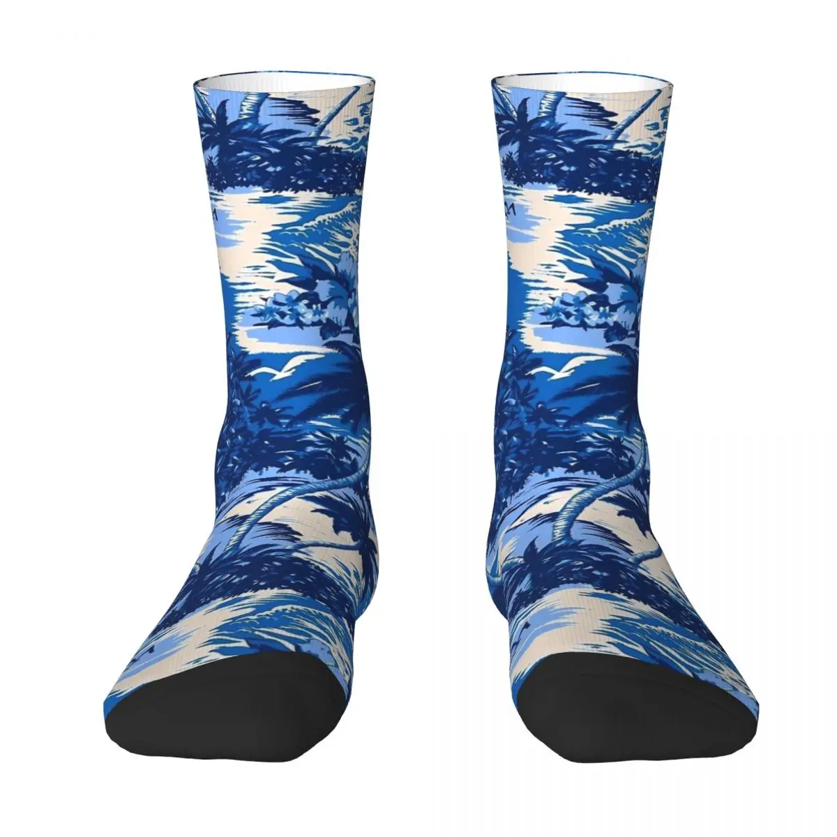 Blue Hawaiian Palm Trees Print Socks Autumn Stockings Trendy Women Men Quality Socks Graphic Cycling Non Slip Socks