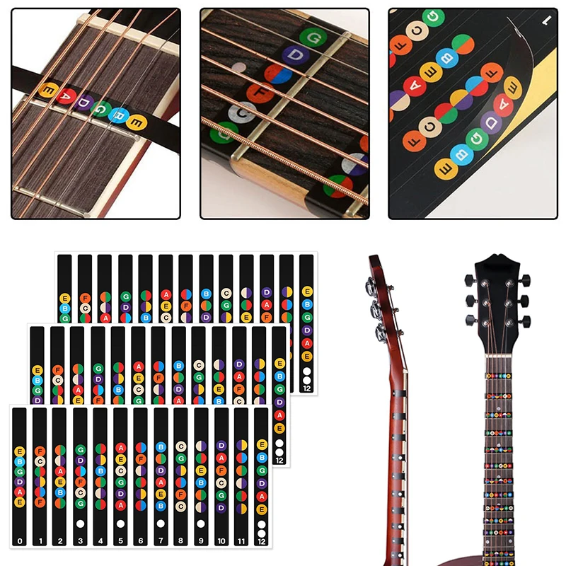 3-6Sheets/Pack Guitar Scale Sticker Notes Label Beginner Self Study Visual Guide Props Guitar Accessories for Music Lovers ZYF