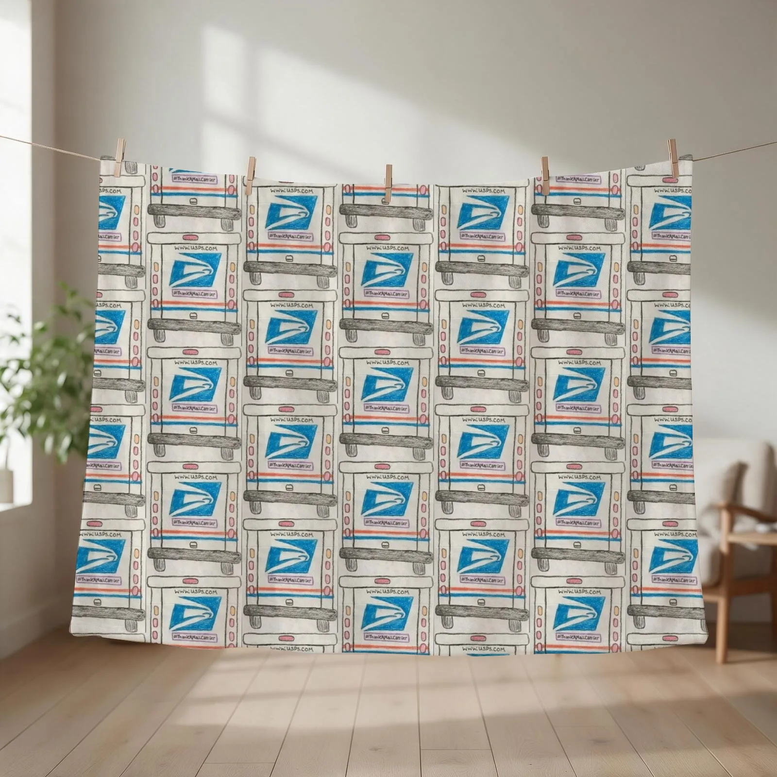 Thank a Mail Carrier Throw Blanket couch cozy soft plush fuzzy picnic outdoor blanket