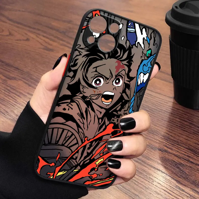 Demon Slayer Kimetsu no Yaiba For iPhone 15 14 13 12 11 Pro Max XS Max X XR 7 8 Plus 6S 5S Frosted Translucent Luxury Phone Case