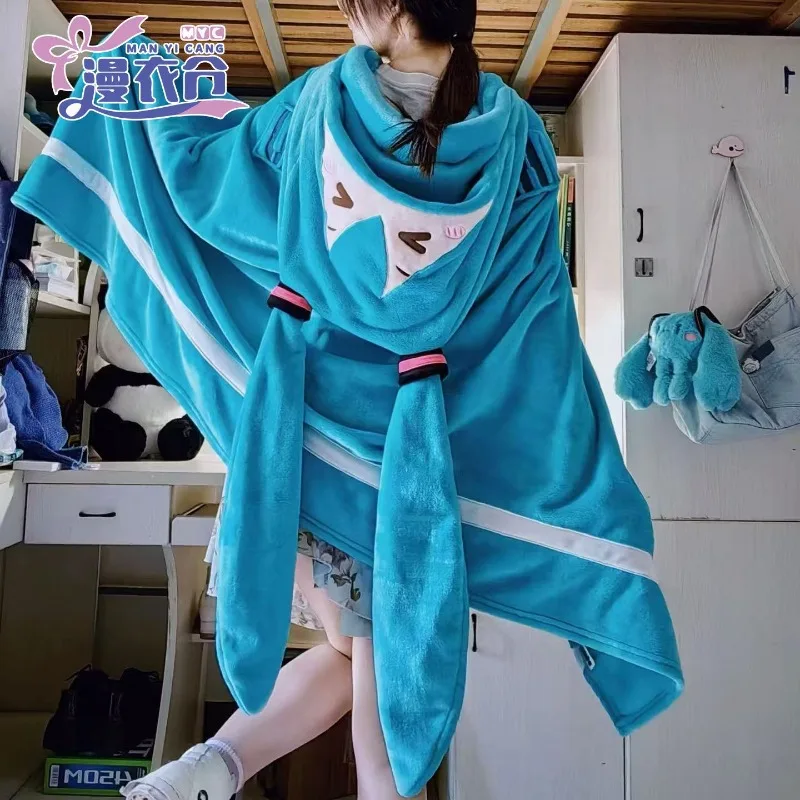 Hatsune Miku Anime Cloak Air Conditioning Blanket Hooded Kawaii Soft Student Dormitories Office Blanket Shawl Home Furnishings