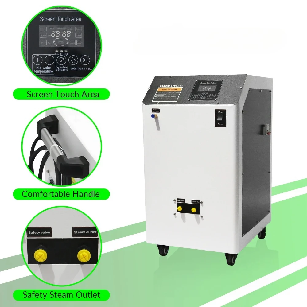 220V Electric High Temperature Steam Cleaning Machine Heavy Oil Washing Removal Hot Water Dry Wet Steam Car Wash Equipment
