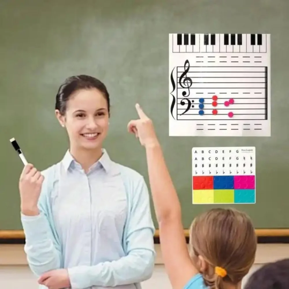 Writing Music Score Whiteboard Reusable Practice Music Teaching Tool Dry Wipe Erasable Magnetic Music Notes Stickers School