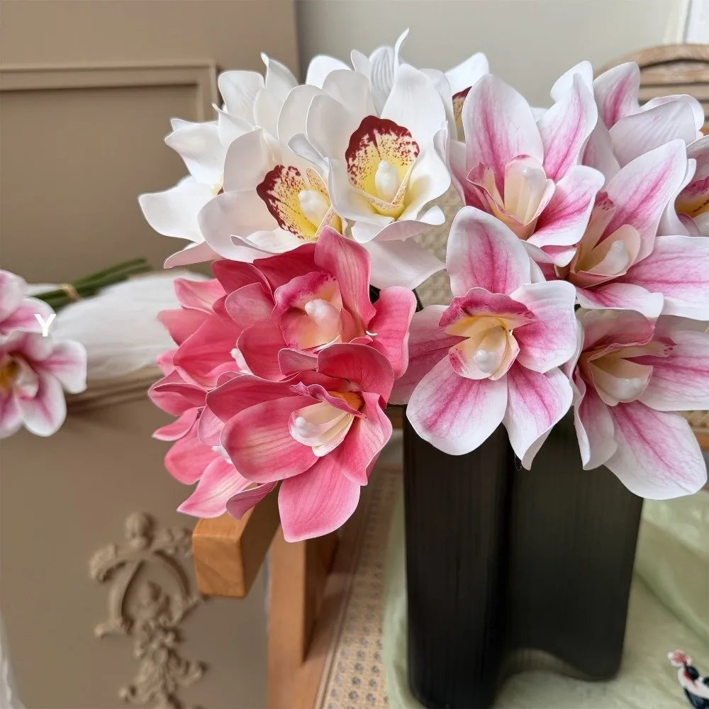 Künstliche Cymbidium-Blumen mit Echtem Touch, Magnolien, Dekorative Kunstpflanzen, Lange Zweige, Seiden-Kunstblumen – Detail 14