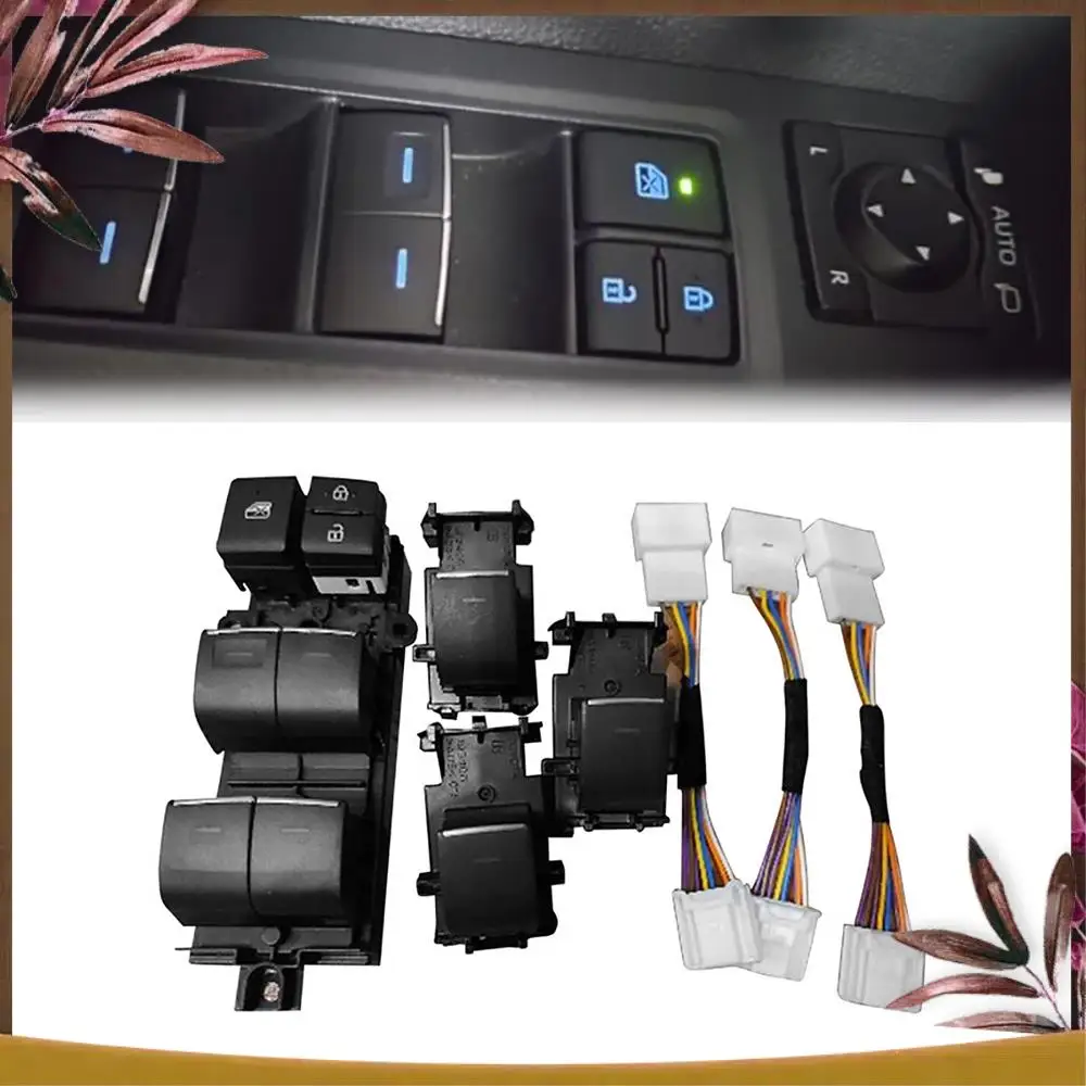 

AB59-1Set Blue LED Power Window Lifter Switch Button With Cable For Toyota RAV4 RAV 4 2019 2020 LHD Backlight Upgrade