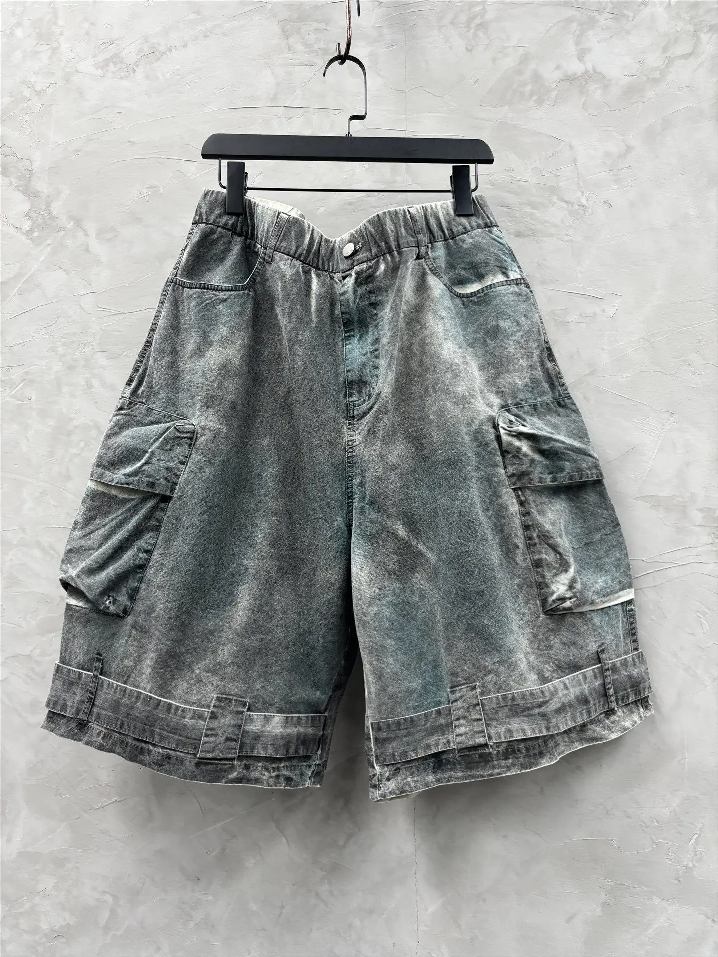 Waste Soil Washed and Worn Retro Workwear Fifth Pants Fashionable All-Match Casual Shorts Summer Fashion Pu Handsome Middle Men