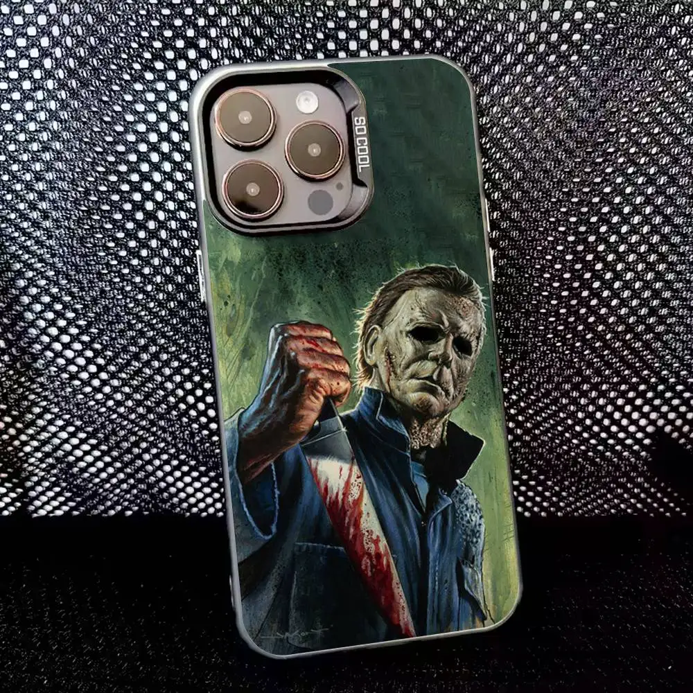 Чехол для телефона Horror H-Halloween Michael Myers для iPhone 16,15,14,13,12,11,8,7,Pro,Max,Plus,Mini,XS,SE Anti Fall Black Matte Hard