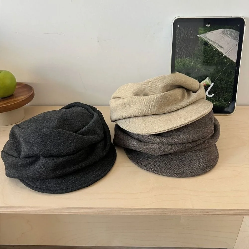 

Fashion British Style Wool Beret Black Retro Eequestrian Hat Newsboy Cap Artist Hat Pleated Octagonal Hat Winter