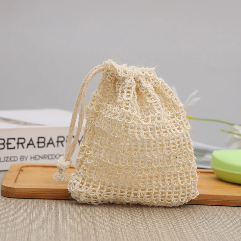 Cotton and Linen Soap Bag Foaming Net Can Be Hung Beamed Soap Bag Natural Bath Bag Sisal Foaming Net