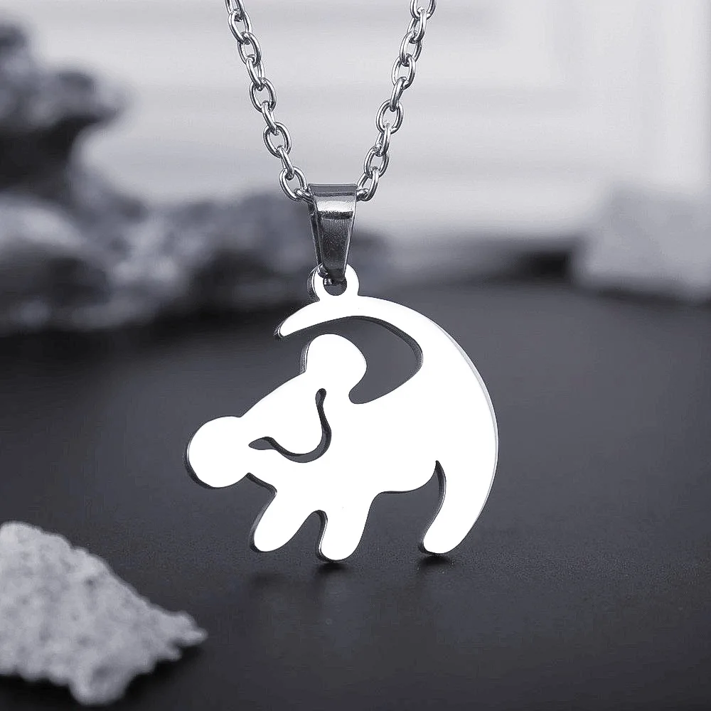 The Lion King Simba Necklace Stainless Steel Jewelry Remember Who You Are Letters Choker Long Chain Fashion Jewelry Women Gift