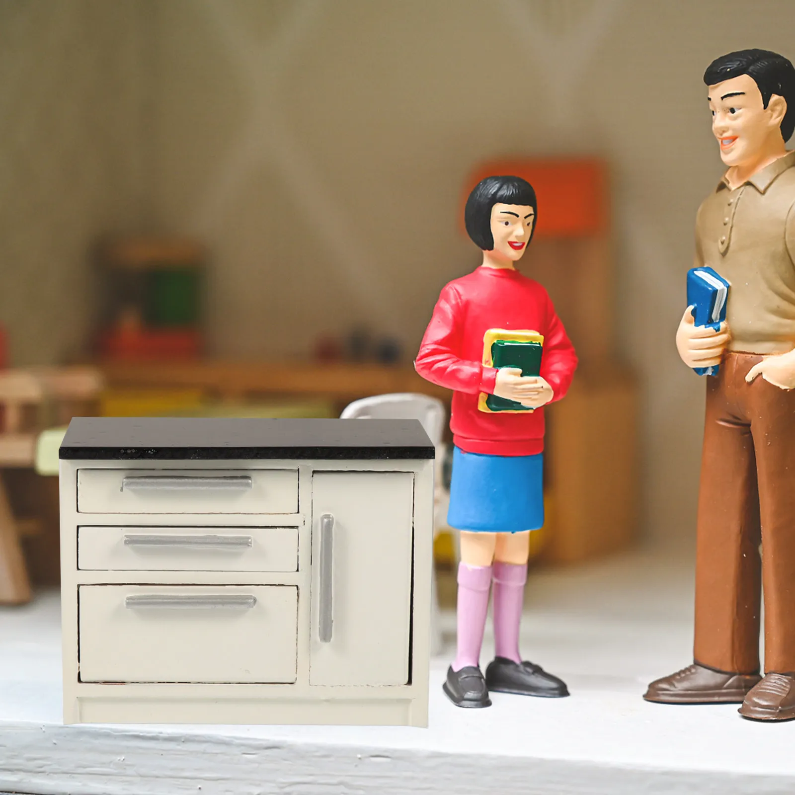 

Miniature Kitchen Wood Furniture Mini House Accessories Exquisite Tiny Cabinet for Miniature House Decoration Mini Furniture