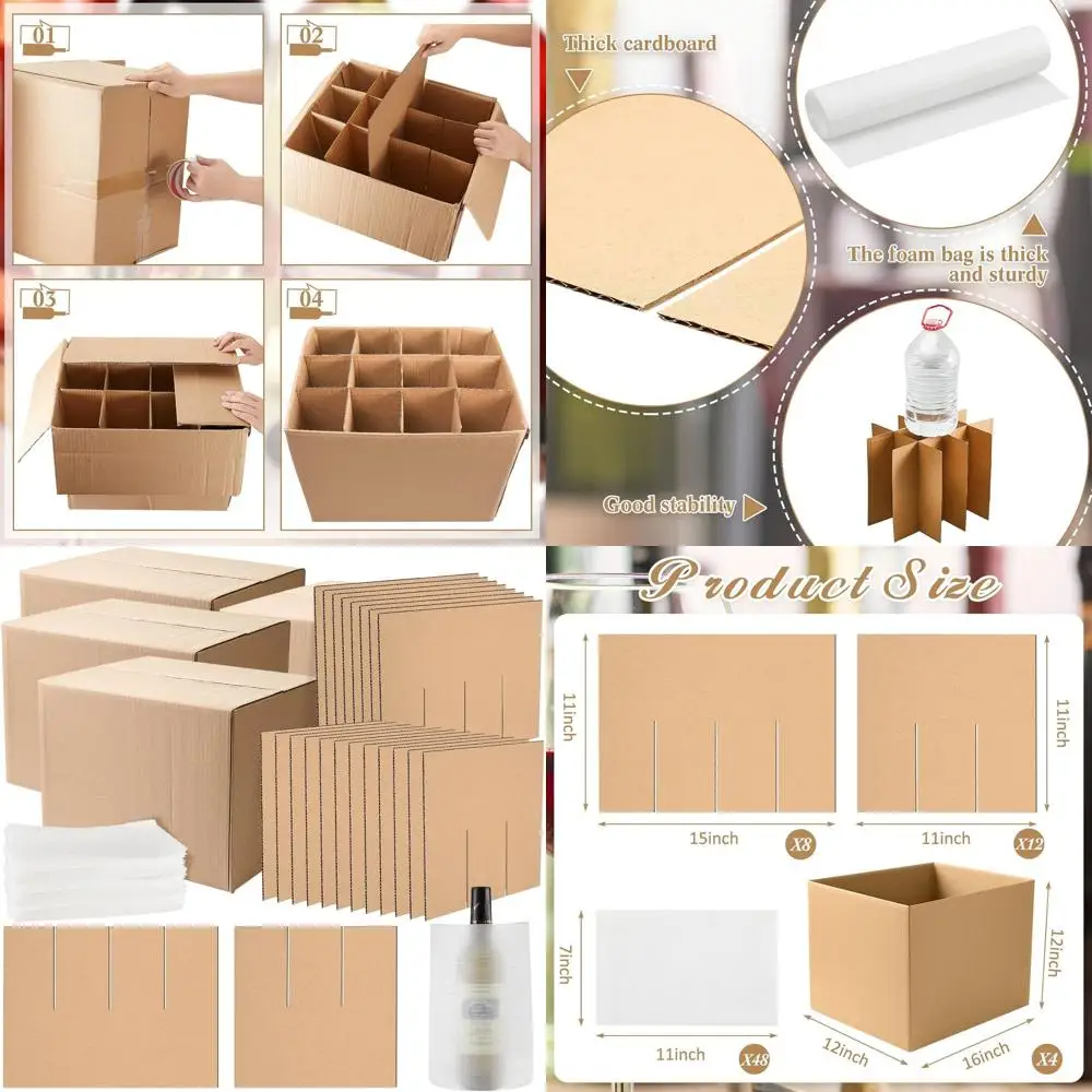 

Kitchen Moving Box Set with 10 Dividers & 24 Foam Pouches, 16x12x12 Inches