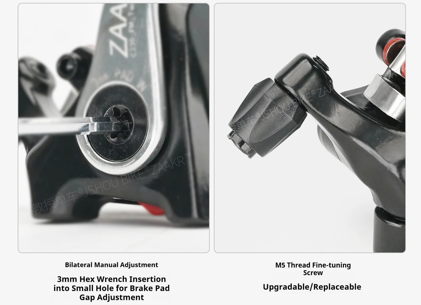 ZAAKR Mechanischer Bremssattel Modell C230-C235 Vergrößerter Kolben, leichtes Design für Fahrräder mit Flat-Mount- und Post-Mount-Befestigung – Detail 21