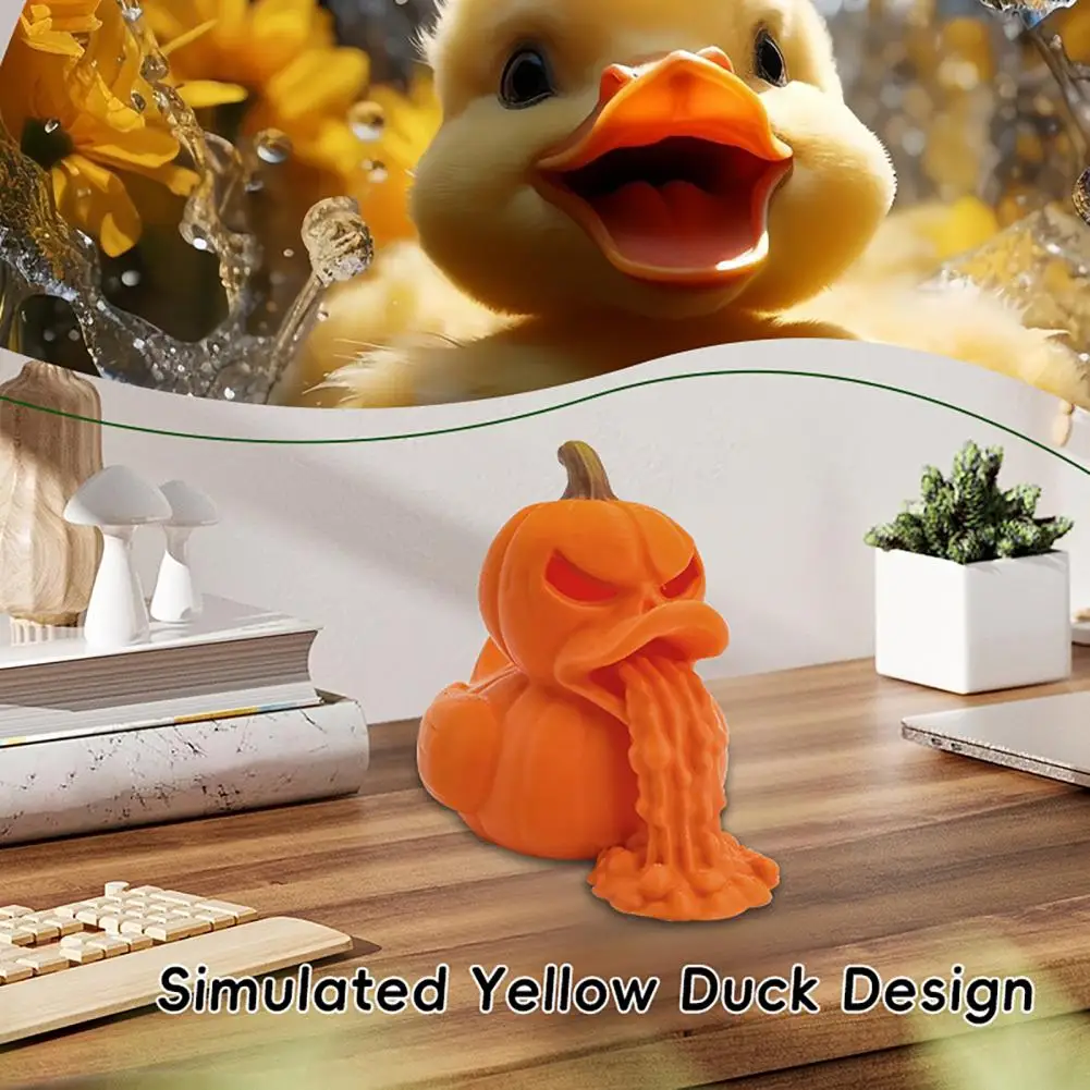 Pumpkin Duck Decor Halloween Duck Figurine Spooky 3d Printed Pumpkin Duck Figurine Unique Halloween Party Decoration
