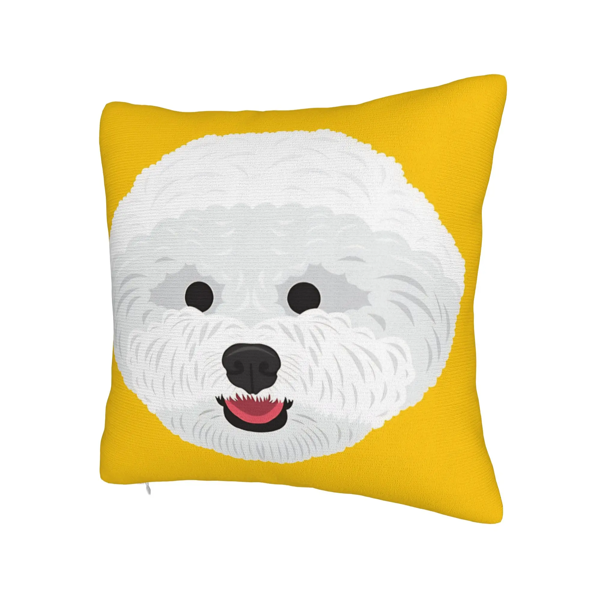 Cute Bichon Frise Pillow Cover  Comfy Cushion Cover Funny Pillow Case For Sofa Home Decor