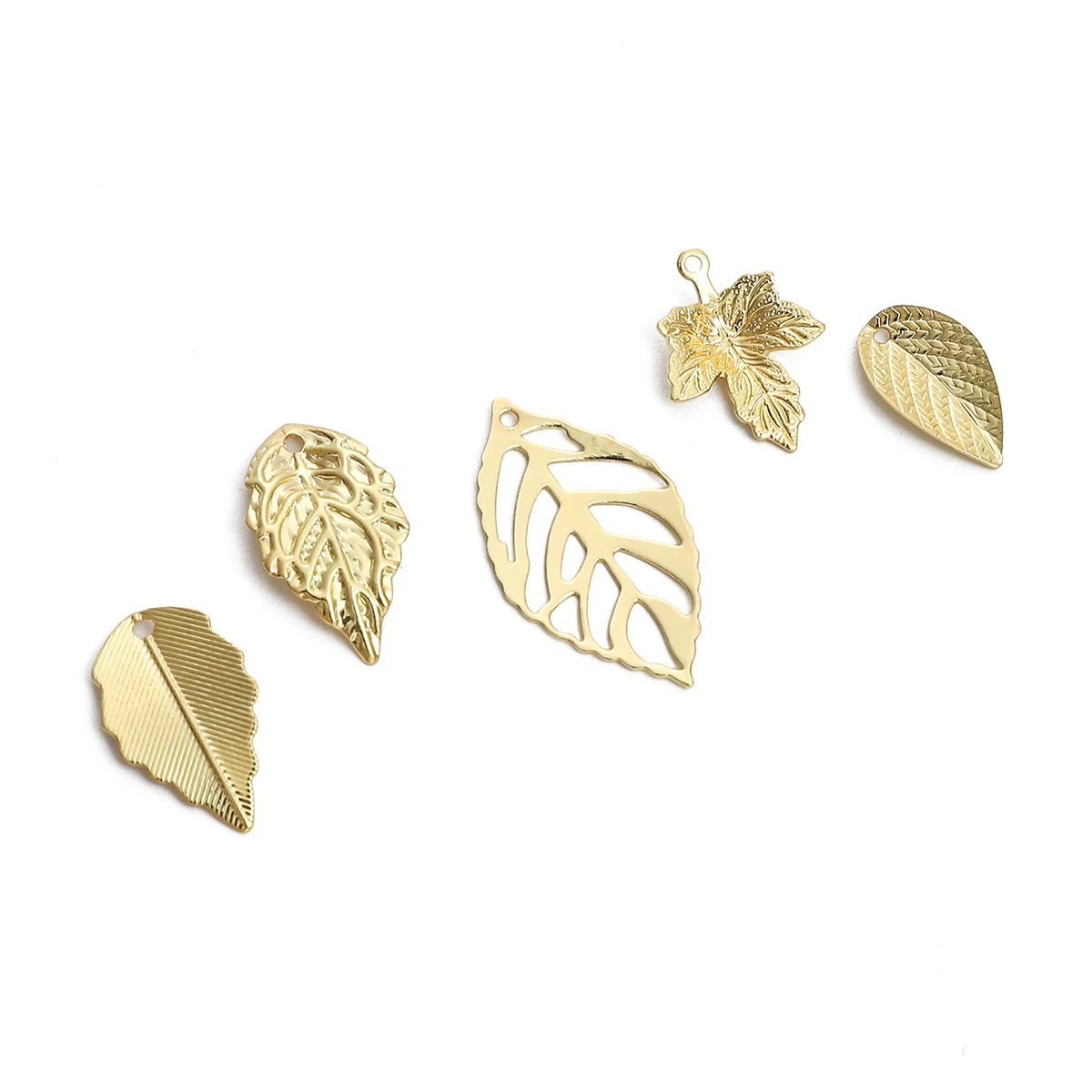2pcs 14K Gold Plated Fashion Brass Leaves Charm Pendant for Women Earring Bracelet Necklace DIY Jewelry Making Accessories