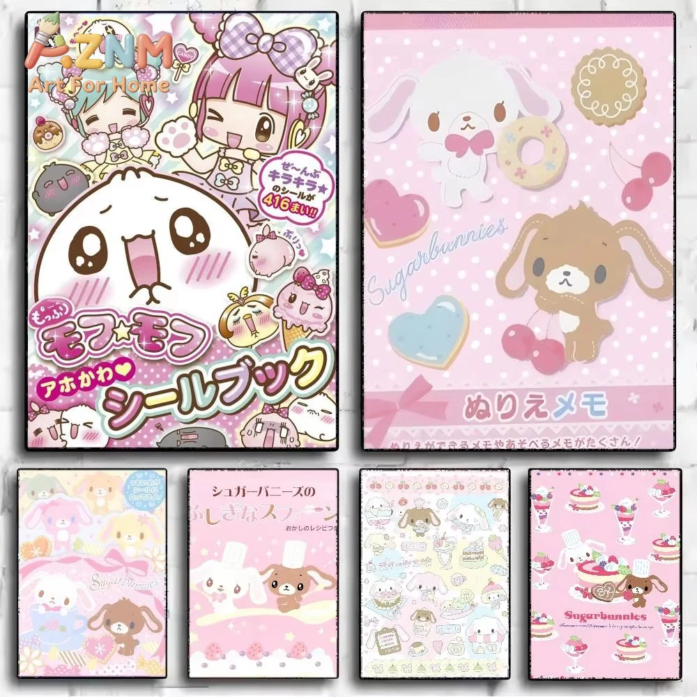1pc Pôster Kawaii de Anime Sugarbunnies Vintage para Decoração de Quarto, Bar, Café e Casa