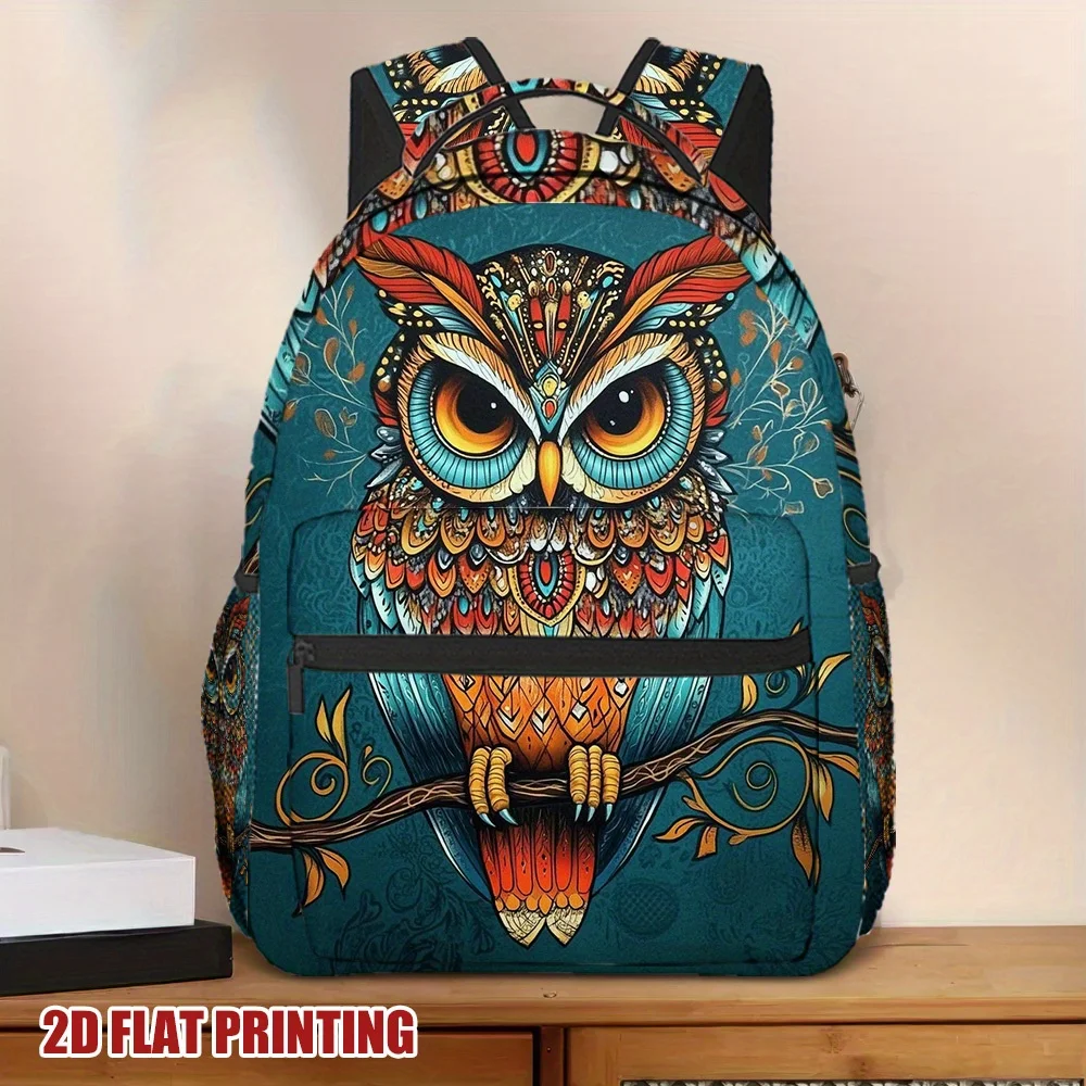 1pc Colorful Owl Art Backpack Adjustable Shoulder Straps Ideal for a Comfortable Fit for and Teens for Teenager