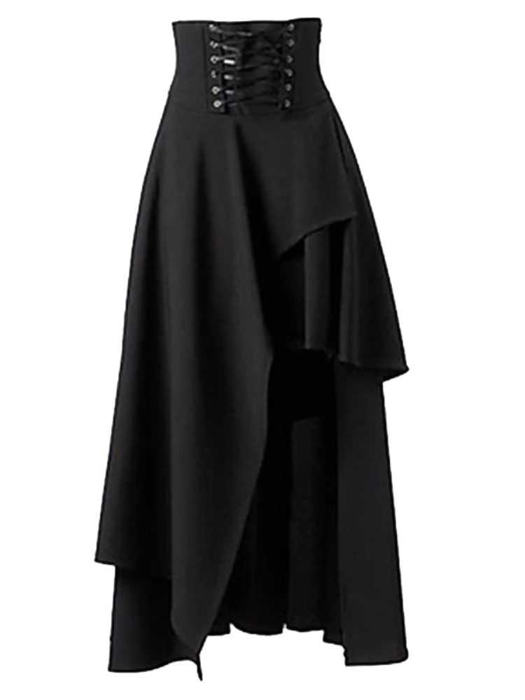 

Faionable Irregular Gothic Skirt High Waist Long f-length Street Sle Pure Color Summer 2023 Other Material 00%